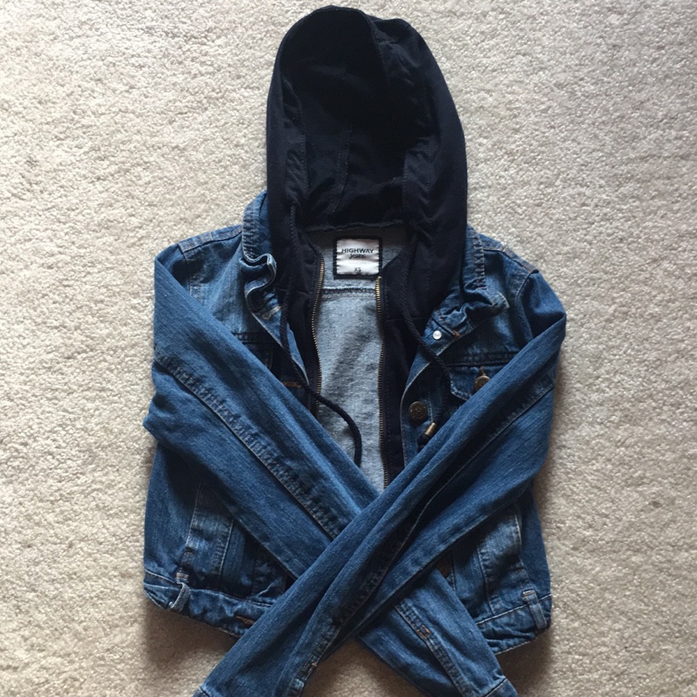 Highway Jeans Cropped Hooded Denim Jacket
